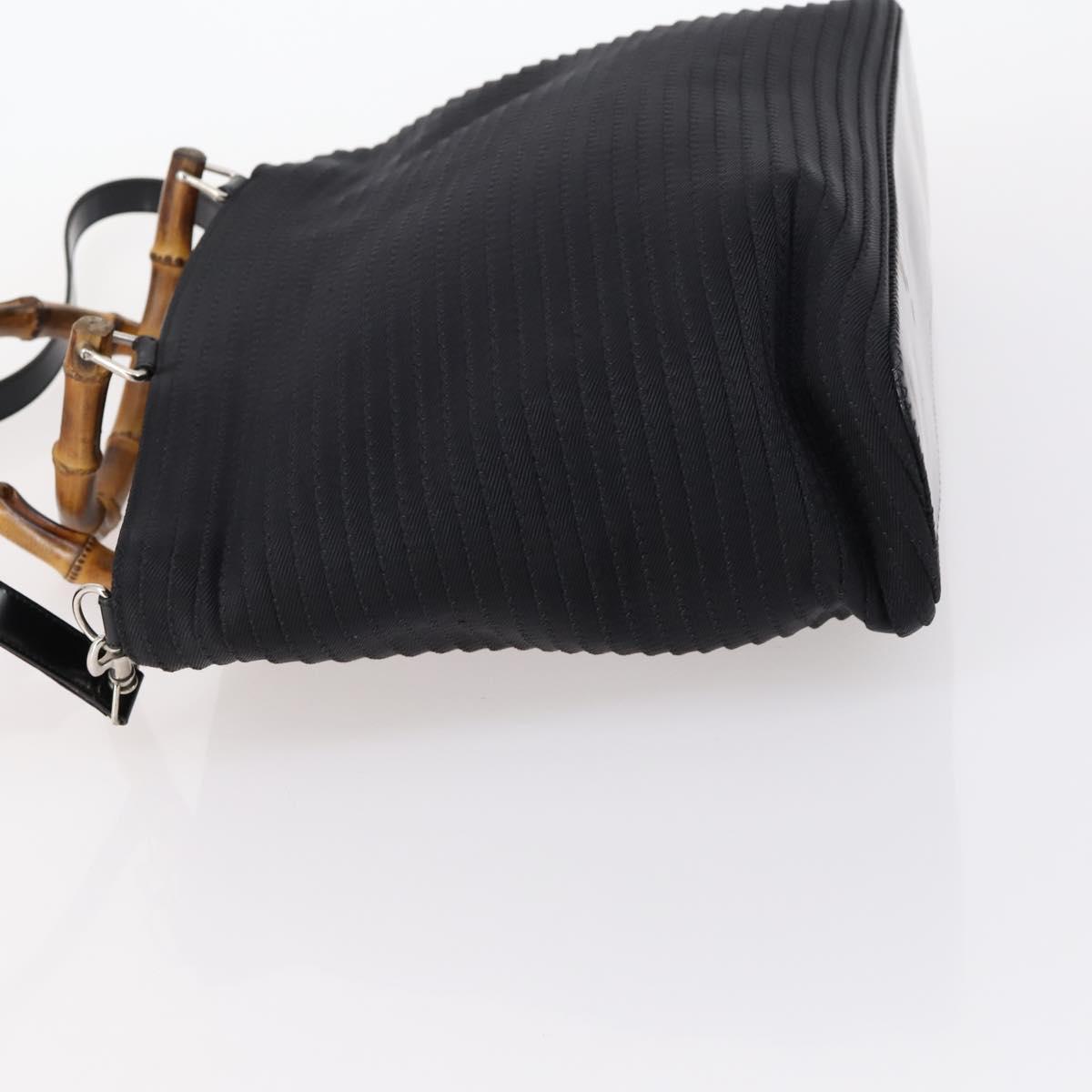 GUCCI Bamboo Hand Bag Nylon 2way Black Auth ep11085