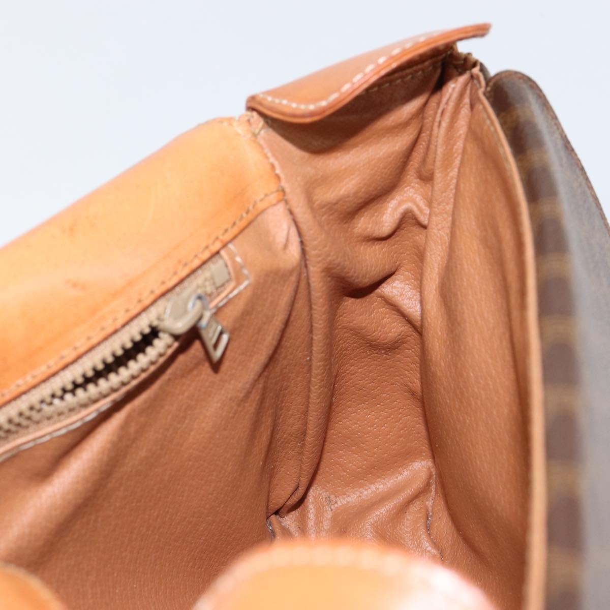 CELINE Macadam Canvas Shoulder Bag PVC Leather Brown Gold Auth ep11087