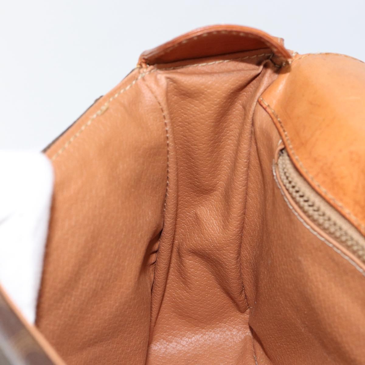 CELINE Macadam Canvas Shoulder Bag PVC Leather Brown Gold Auth ep11087