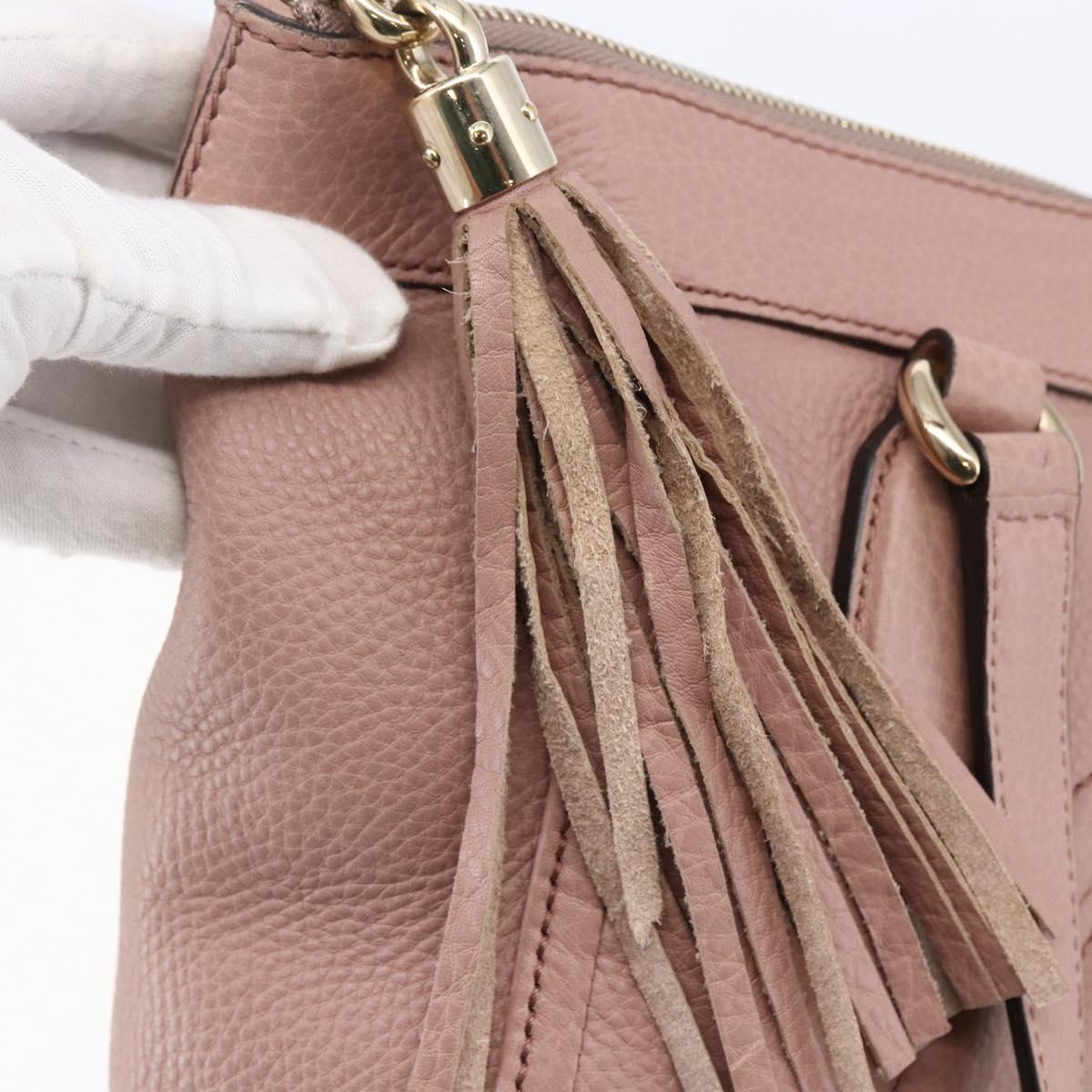 GUCCI Soho Tote Bag Leather Pink Auth ep11088