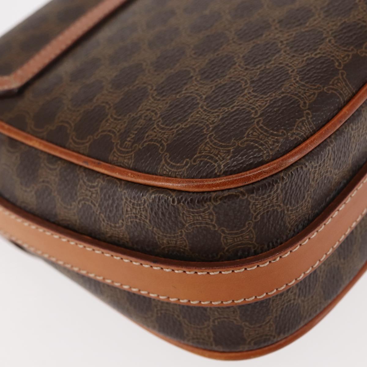 CELINE Macadam Canvas Shoulder Bag PVC Leather Brown Gold Auth ep11093