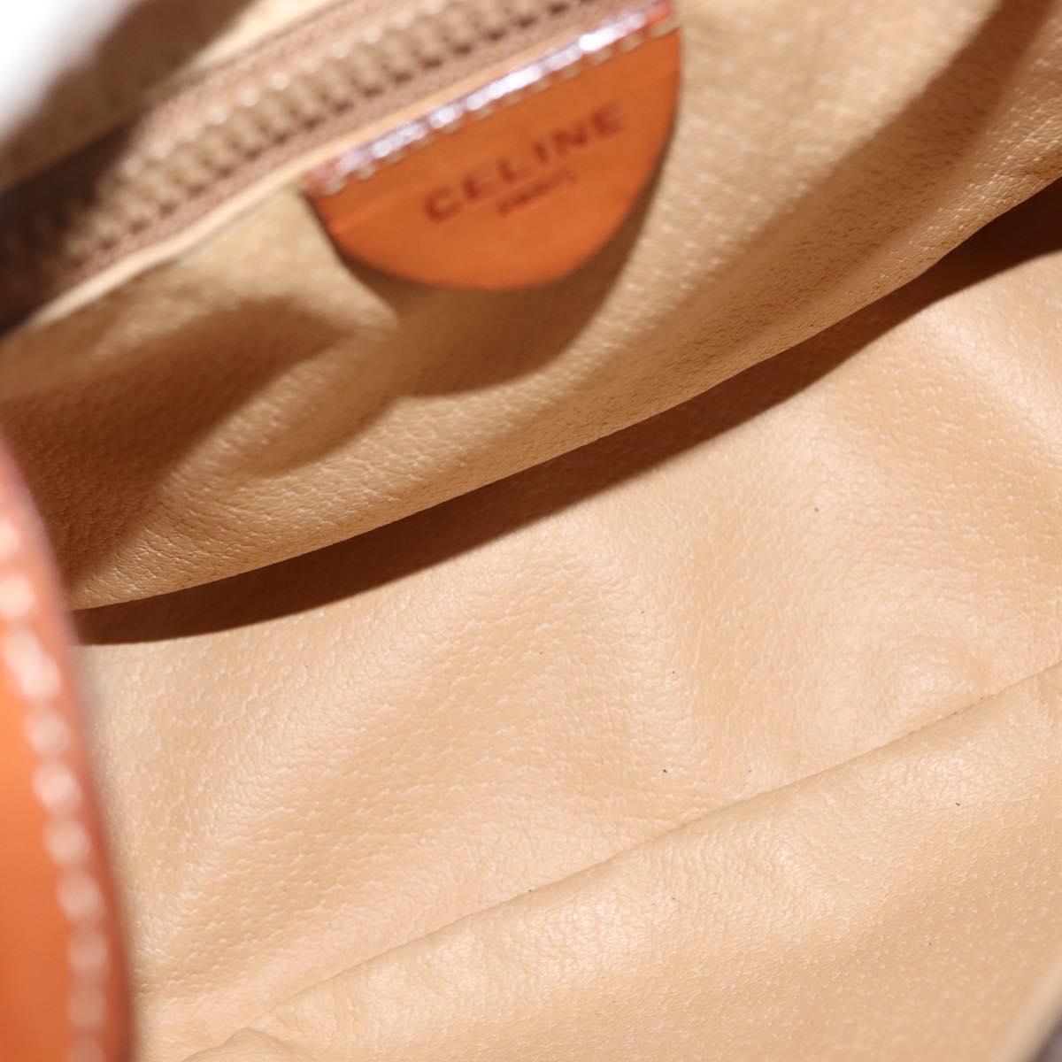 CELINE Macadam Canvas Shoulder Bag PVC Leather Brown Gold Auth ep11093