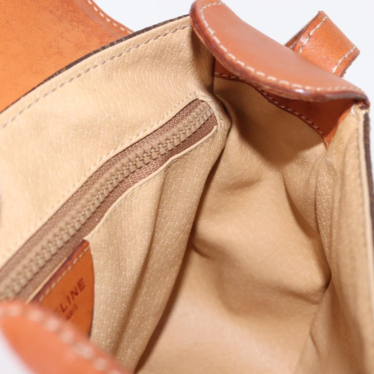 CELINE Macadam Canvas Shoulder Bag PVC Leather Brown Gold Auth ep11093