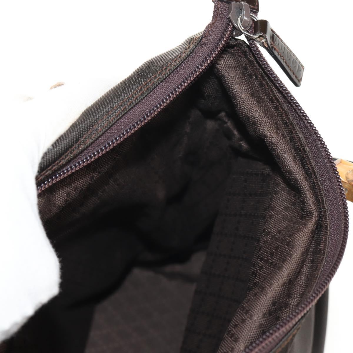 GUCCI Bamboo Hand Bag Nylon 2way Brown Auth ep11094