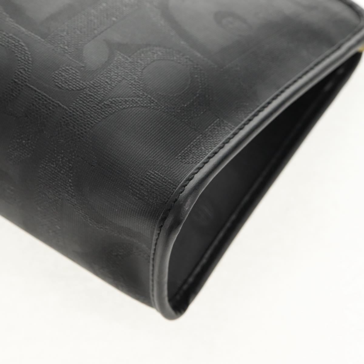 Christian Dior Trotter Canvas Clutch Bag PVC Black Gold Auth ep11095V