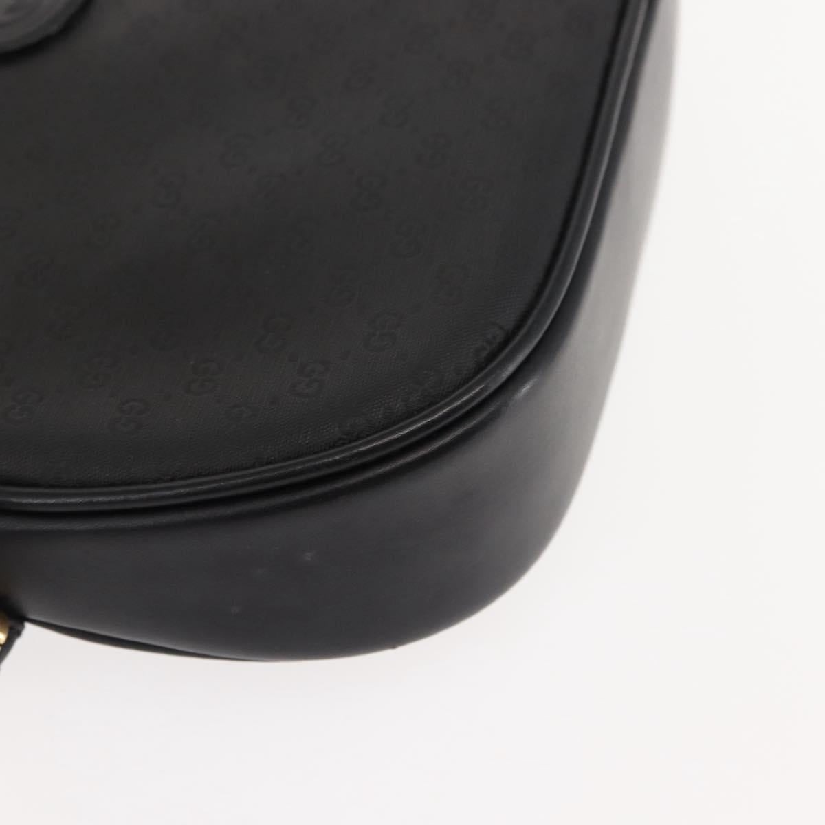 GUCCI Micro GG Canvas Shoulder Bag PVC Leather Black Auth ep11104