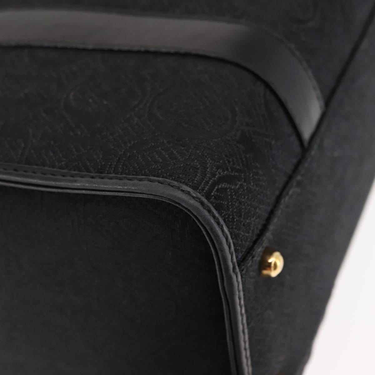 GUCCI Hand Bag Canvas Black Gold Auth ep11115