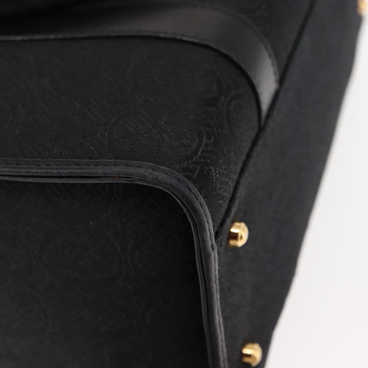 GUCCI Hand Bag Canvas Black Gold Auth ep11115