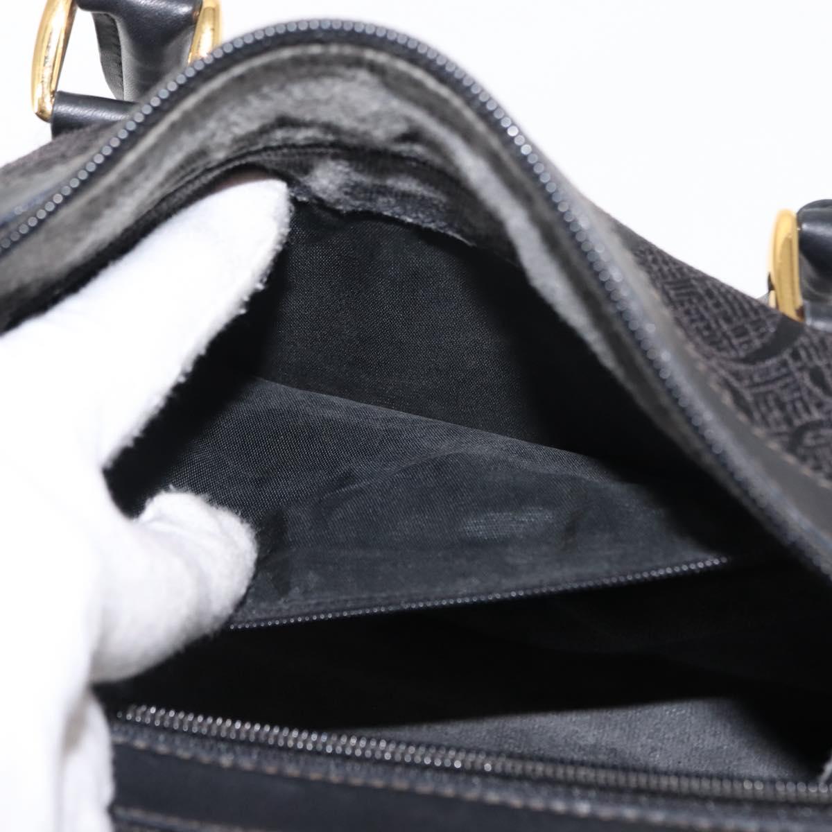 GUCCI Hand Bag Canvas Black Gold Auth ep11115