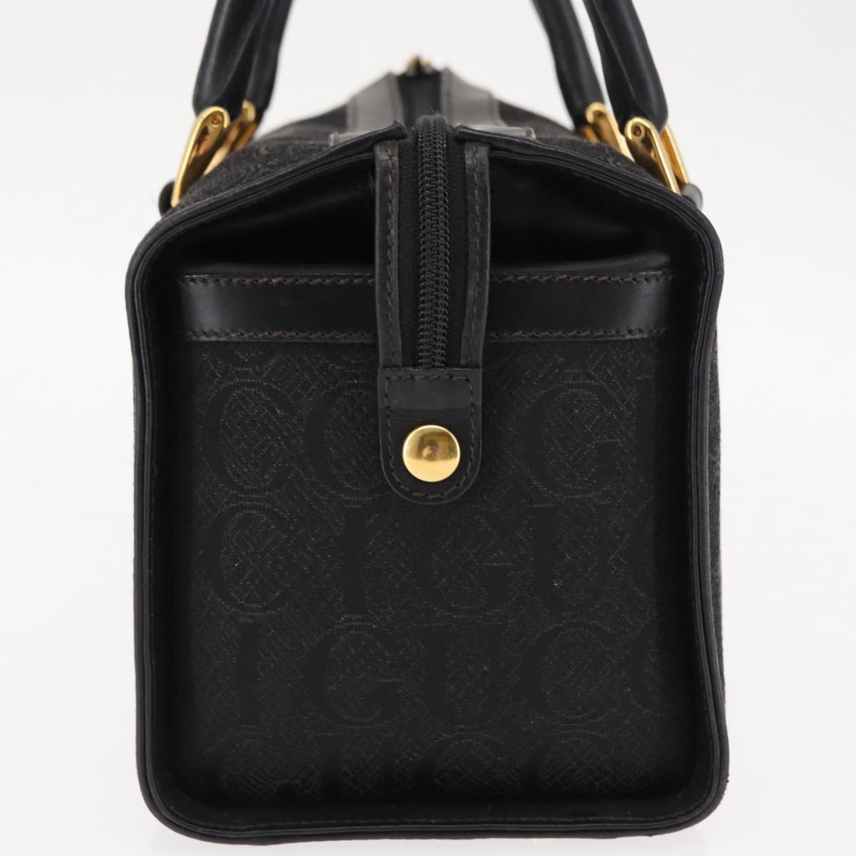 GUCCI Hand Bag Canvas Black Gold Auth ep11115
