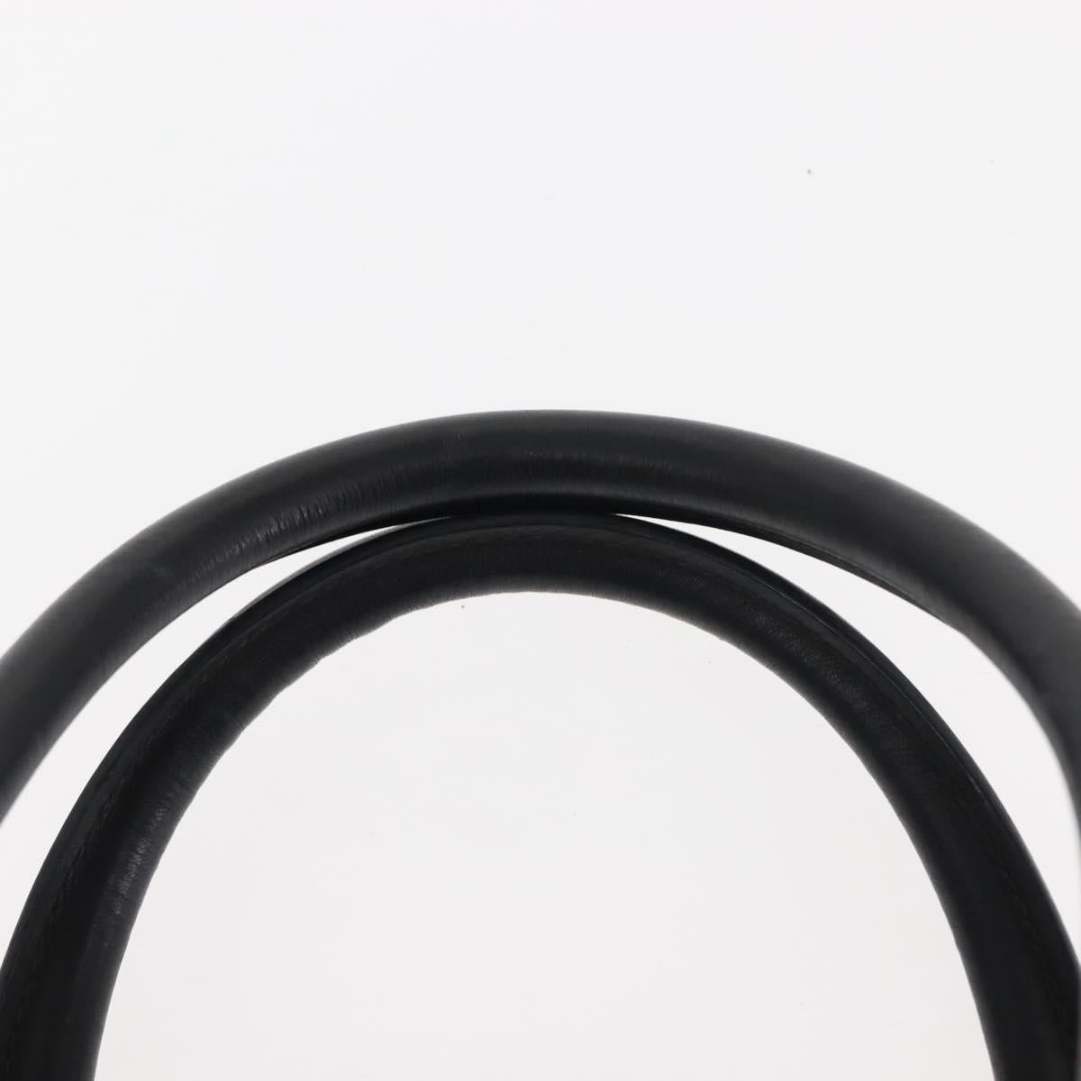 GUCCI Hand Bag Canvas Black Gold Auth ep11115