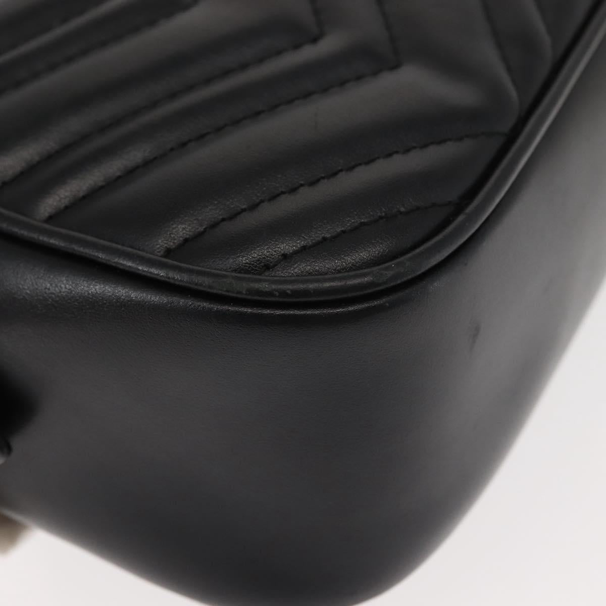 GUCCI GG Marmont Shoulder Bag Leather Black Gold 447632 Auth ep11116
