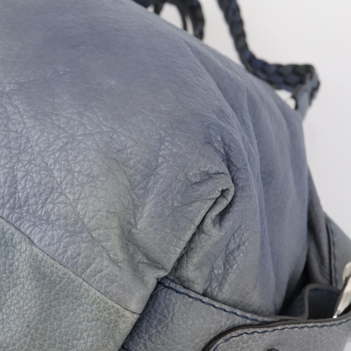 GUCCI Bamboo Tote Bag Leather Blue Auth ep11117