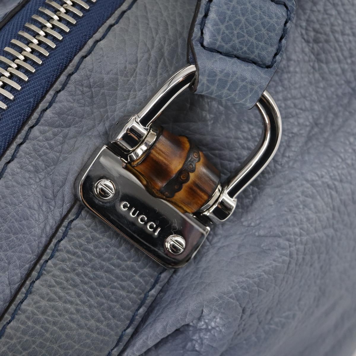 GUCCI Bamboo Tote Bag Leather Blue Auth ep11117