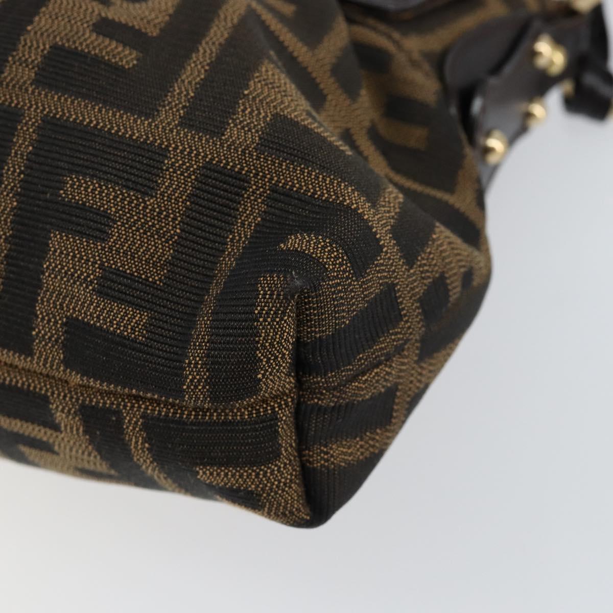 FENDI Zucca Canvas Shoulder Bag Brown Black Auth ep11118