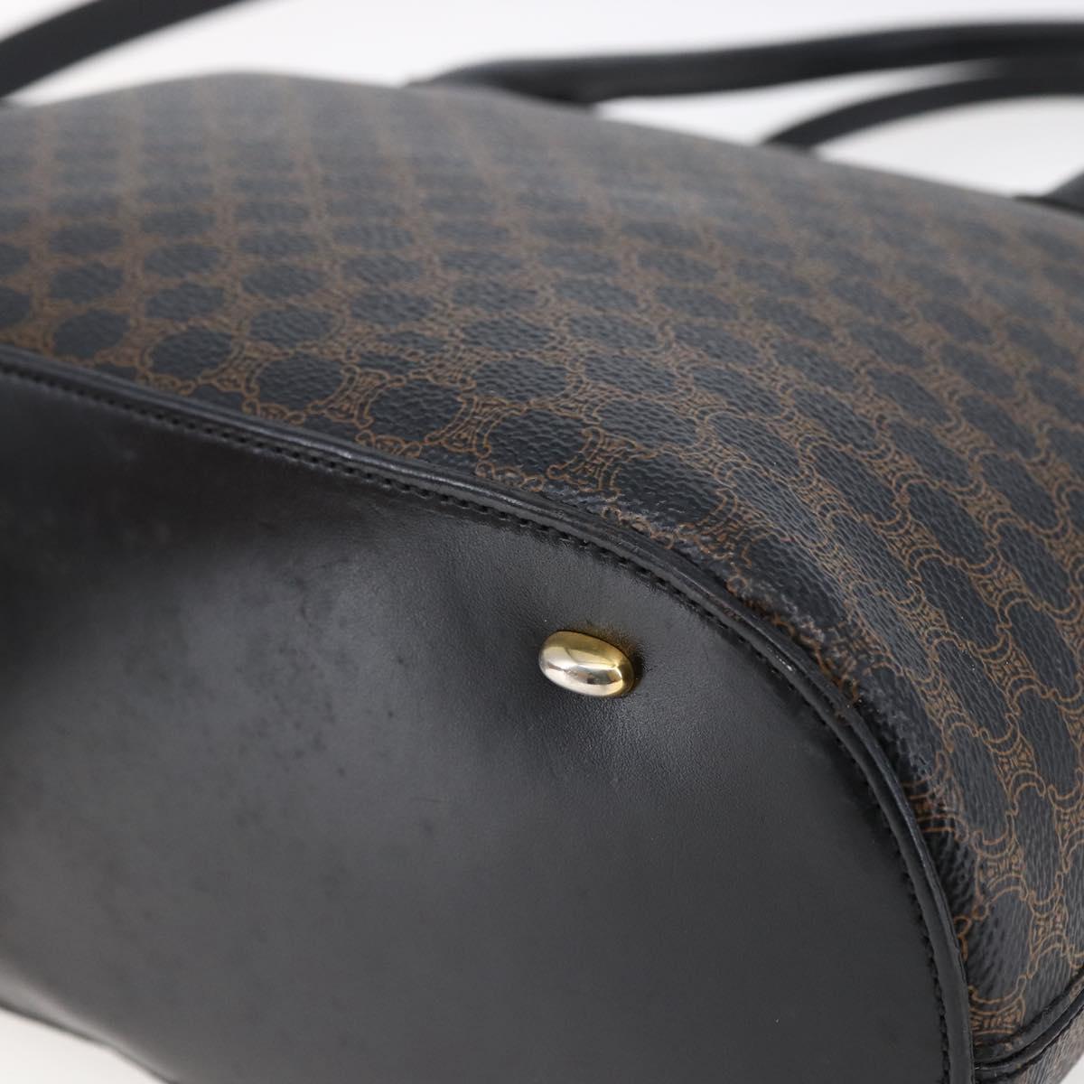 CELINE Macadam Canvas Hand Bag PVC Leather 2way Black Gold Auth ep11119