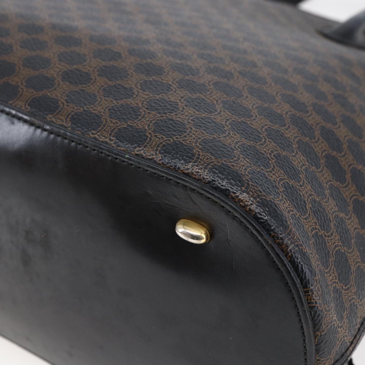 CELINE Macadam Canvas Hand Bag PVC Leather 2way Black Gold Auth ep11119