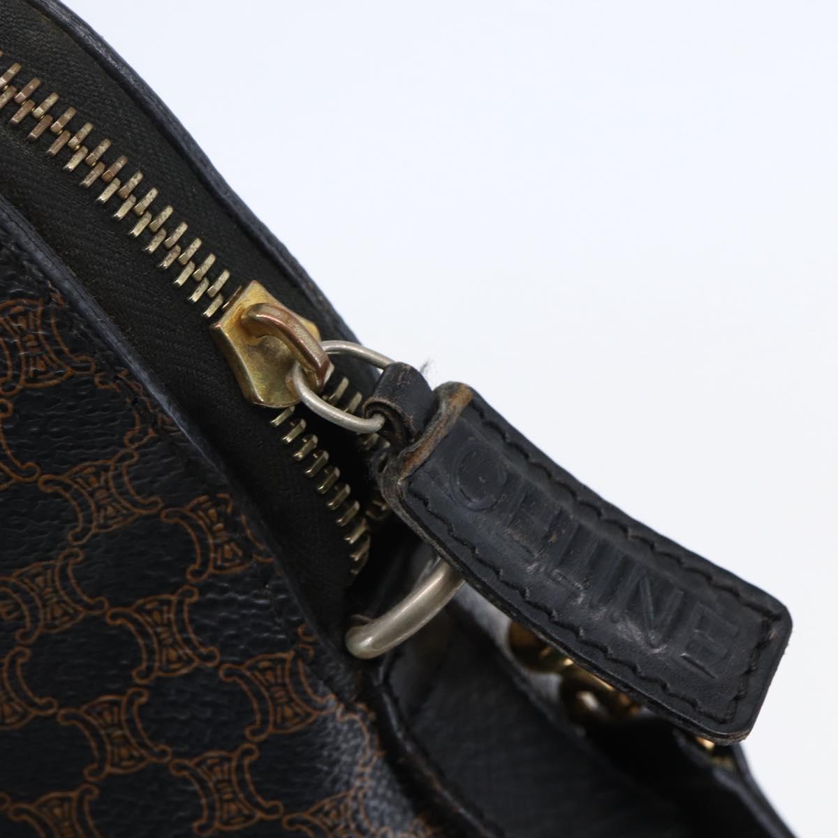 CELINE Macadam Canvas Hand Bag PVC Leather 2way Black Gold Auth ep11119