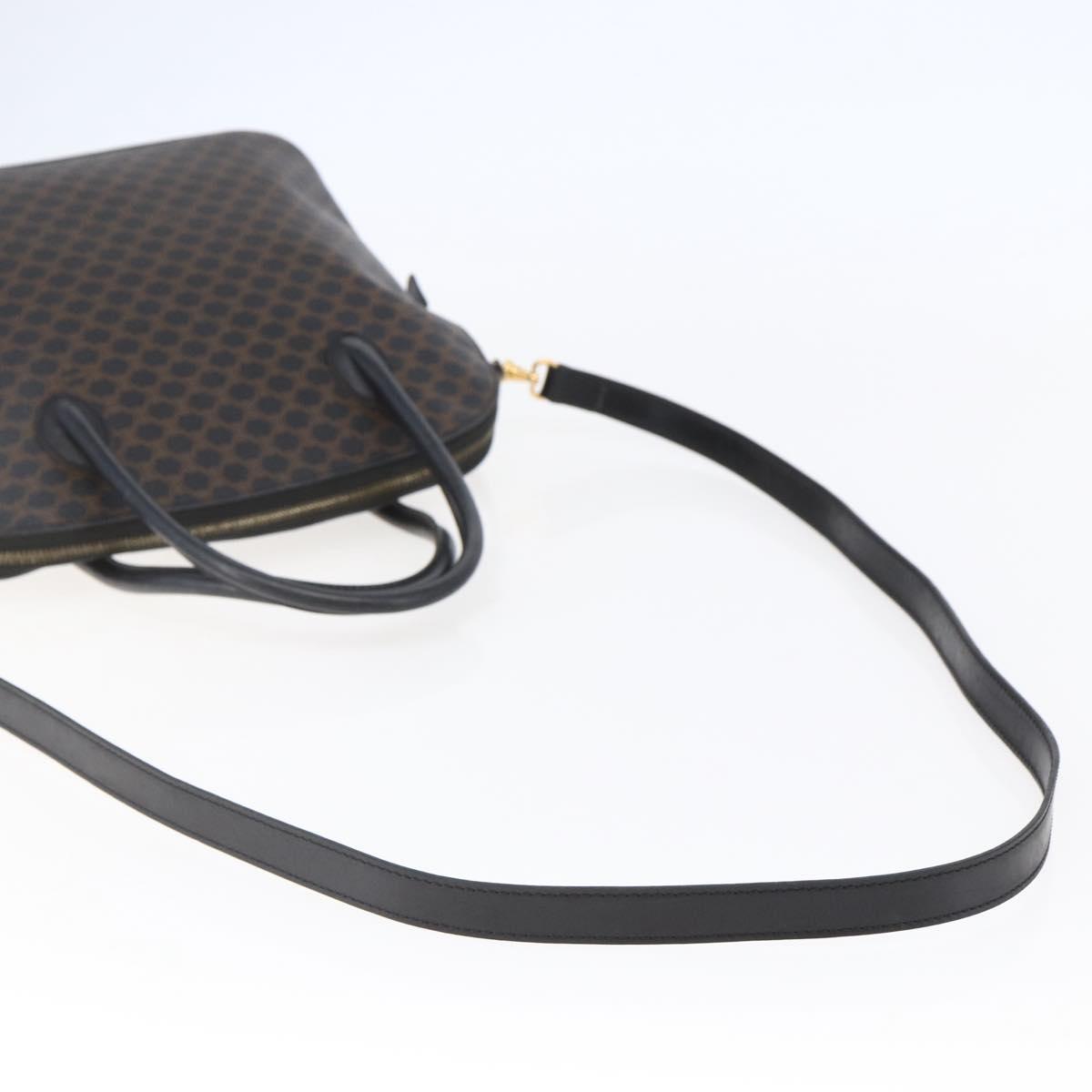 CELINE Macadam Canvas Hand Bag PVC Leather 2way Black Gold Auth ep11119