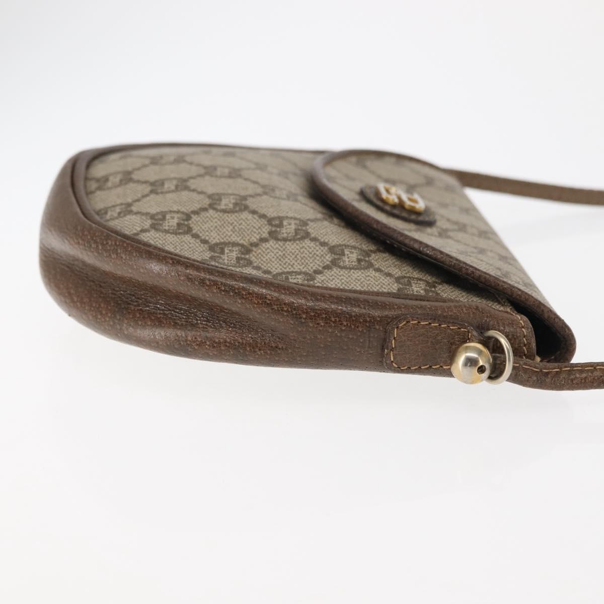 GUCCI GG Plus Supreme Shoulder Bag PVC Beige Gold Auth ep11120