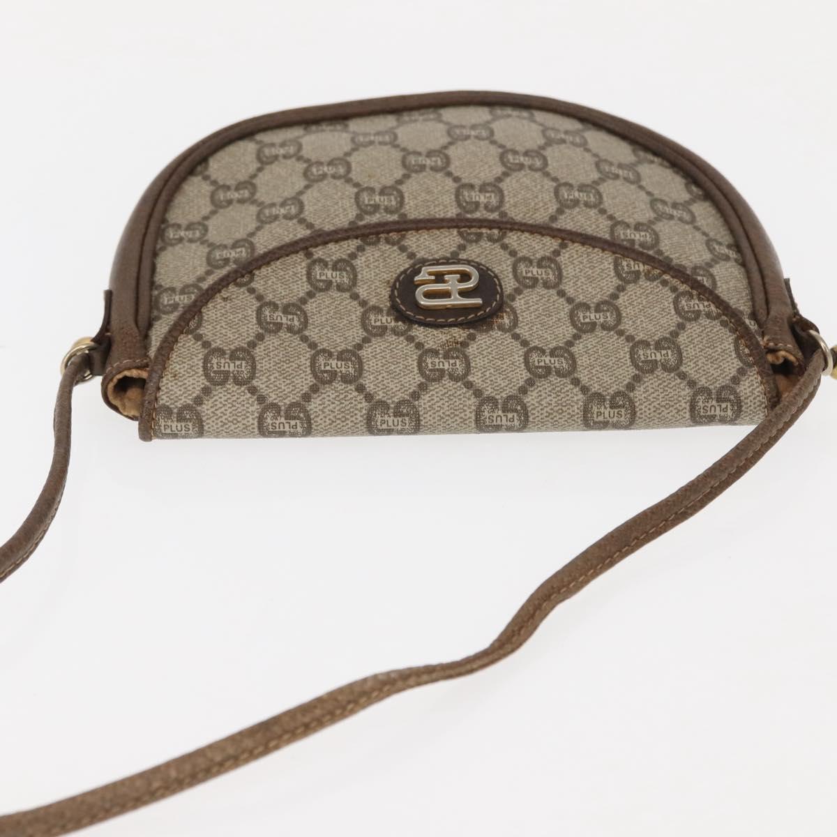 GUCCI GG Plus Supreme Shoulder Bag PVC Beige Gold Auth ep11120
