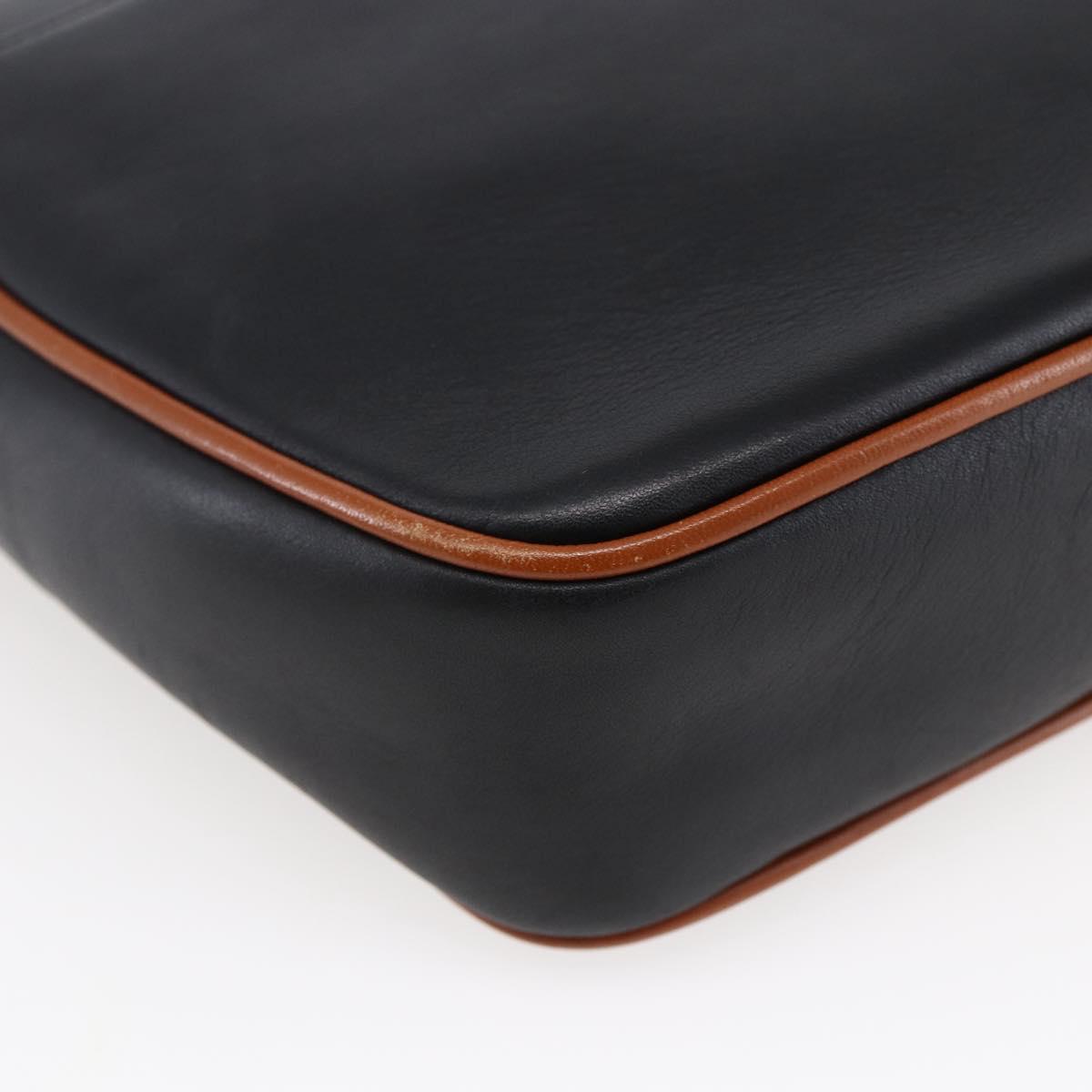 CELINE Shoulder Bag Leather Black Gold Auth ep11125