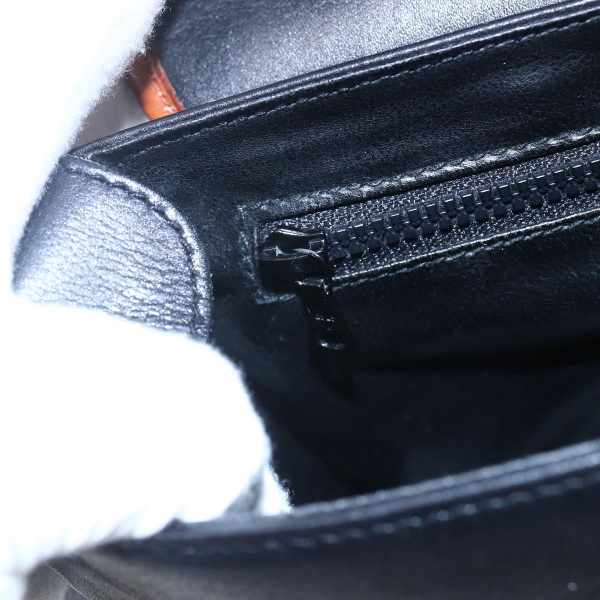 CELINE Shoulder Bag Leather Black Gold Auth ep11125