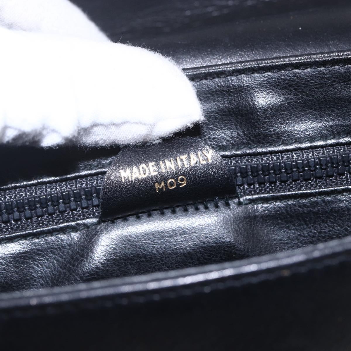 CELINE Shoulder Bag Leather Black Gold Auth ep11125