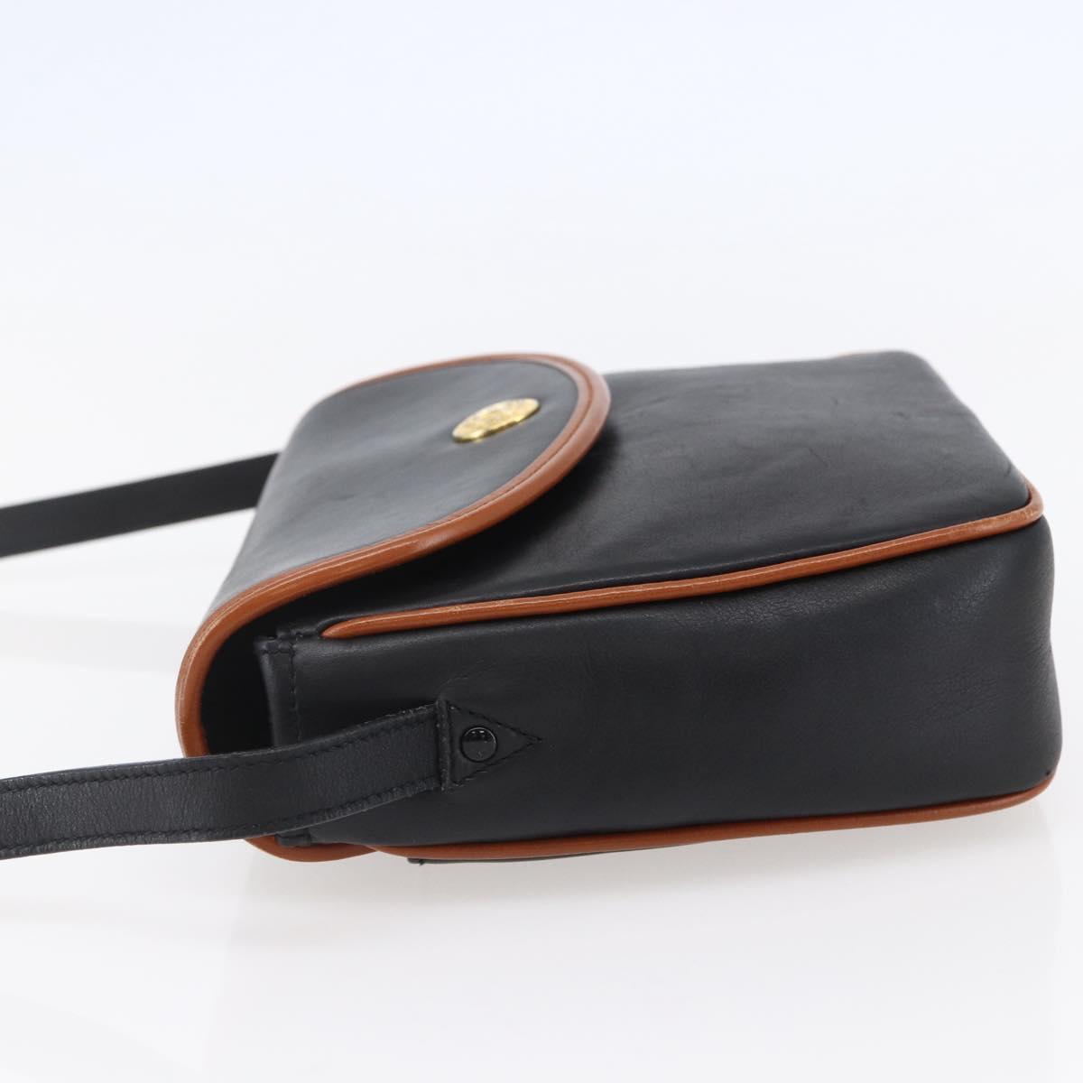 CELINE Shoulder Bag Leather Black Gold Auth ep11125