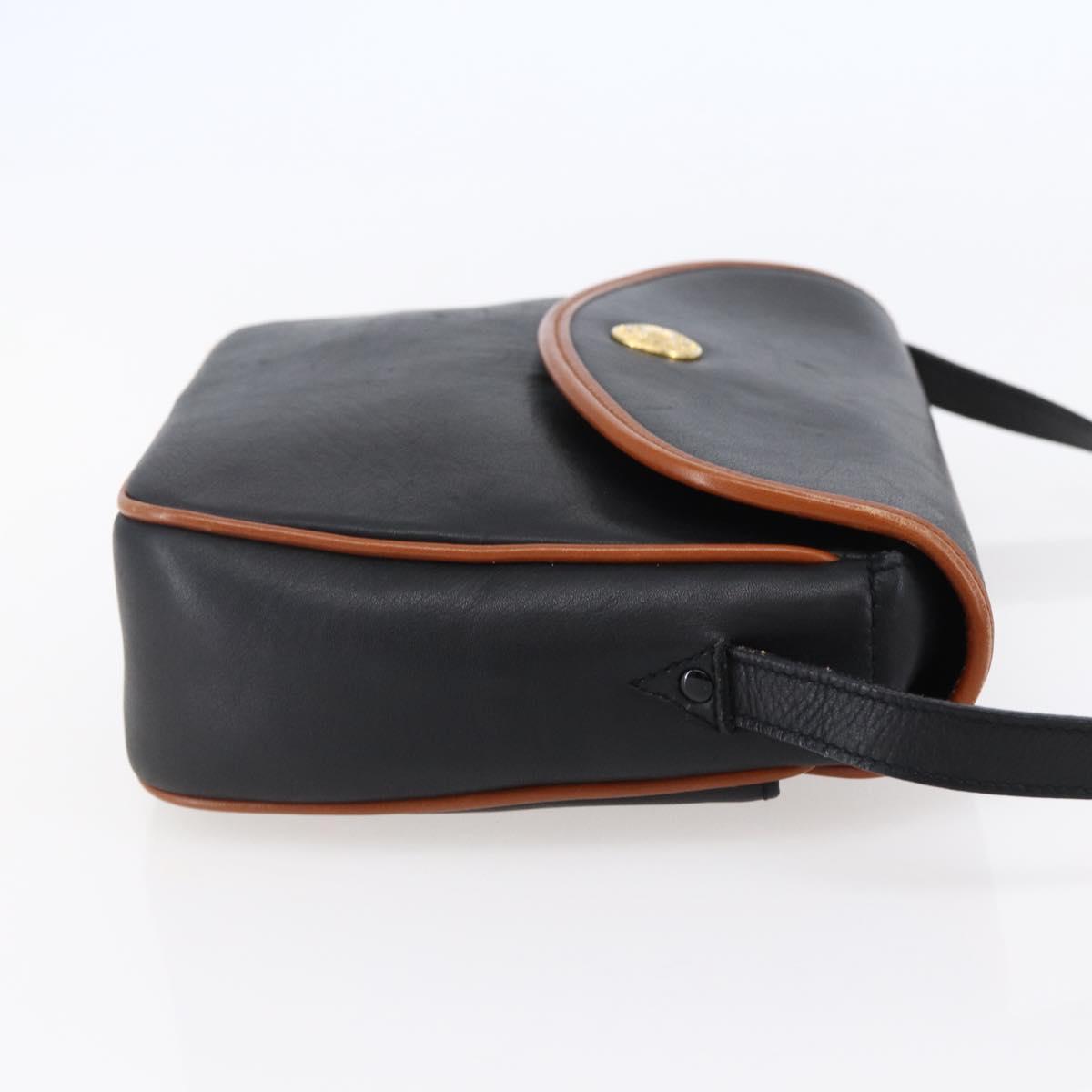 CELINE Shoulder Bag Leather Black Gold Auth ep11125