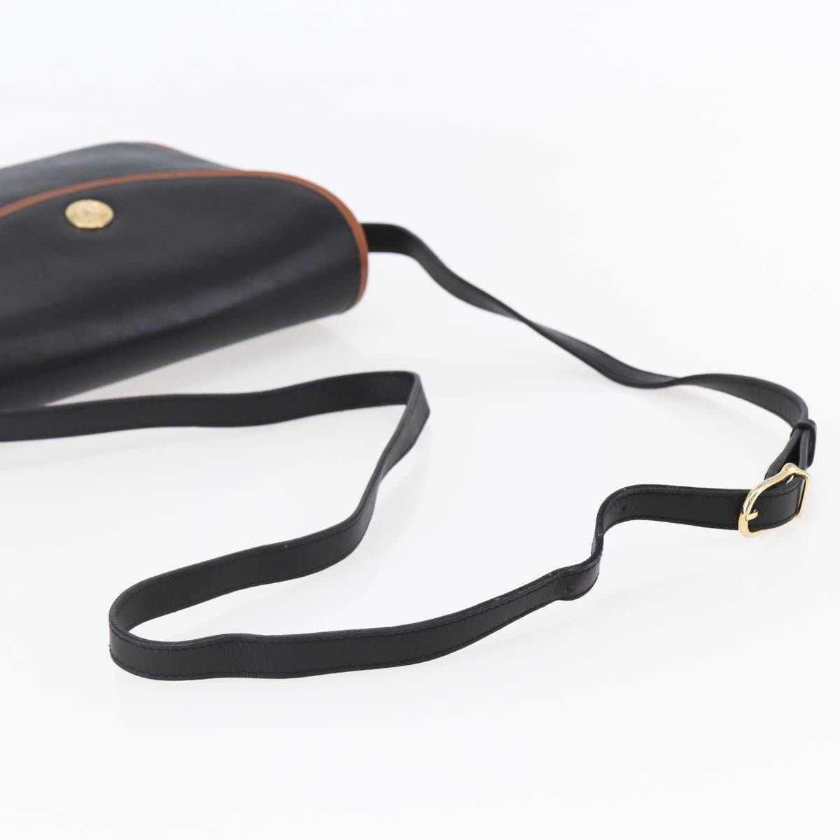 CELINE Shoulder Bag Leather Black Gold Auth ep11125