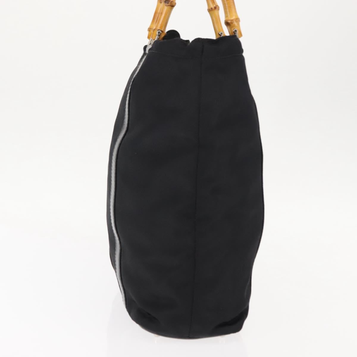 GUCCI Bamboo Hand Bag Nylon Black Auth ep11126