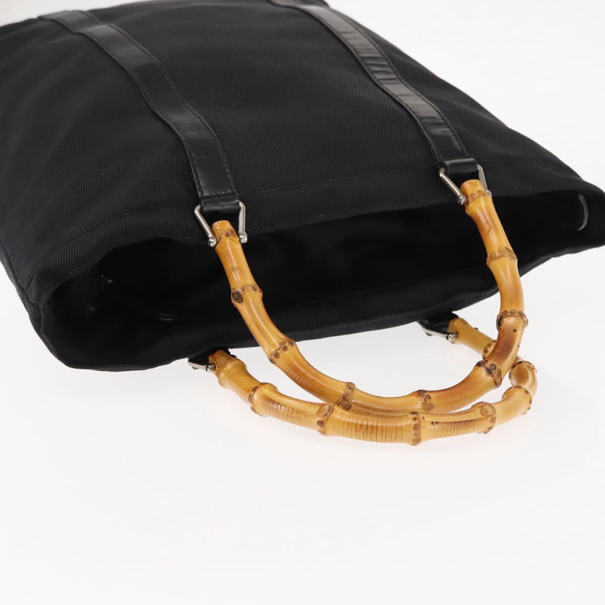 GUCCI Bamboo Hand Bag Nylon Black Auth ep11126