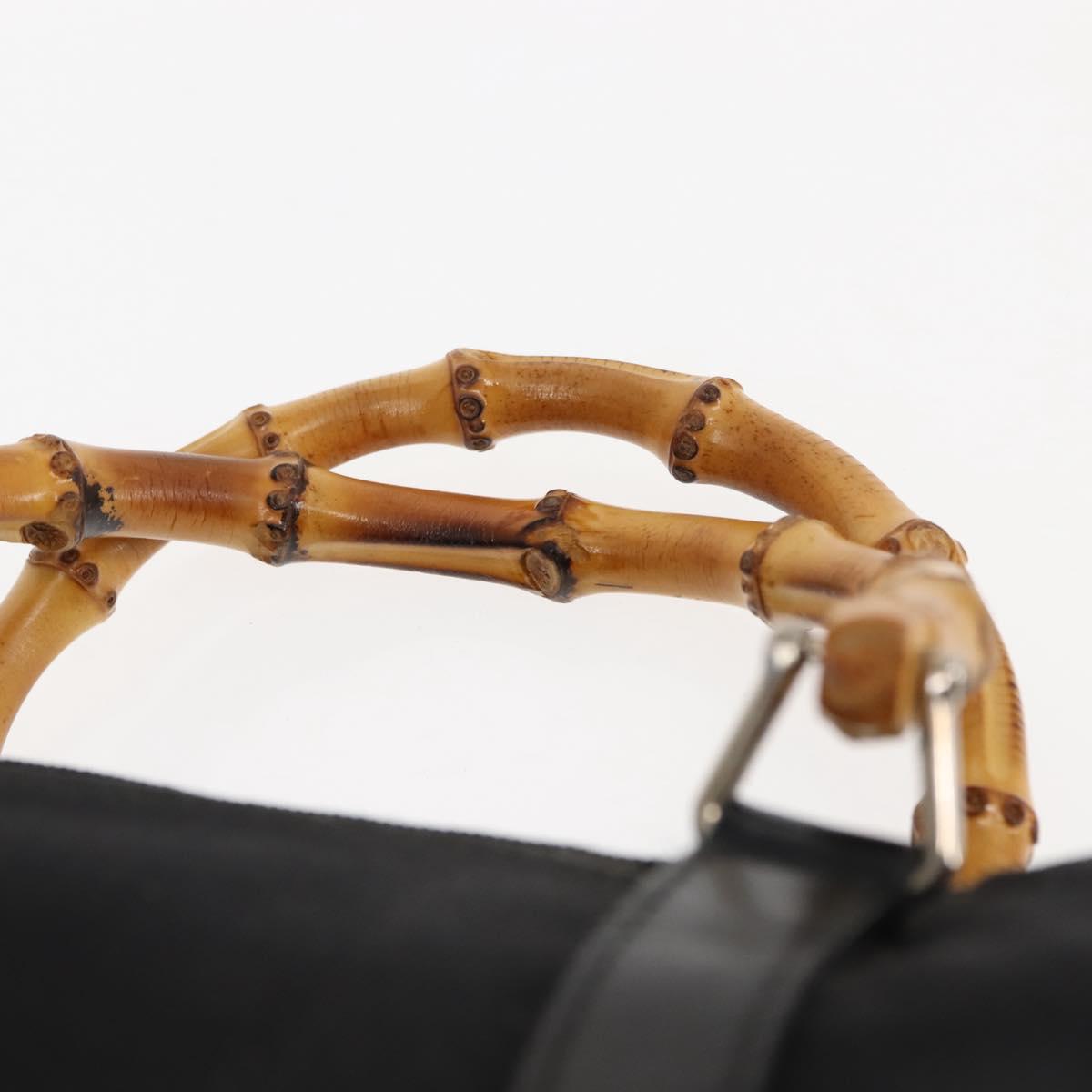 GUCCI Bamboo Hand Bag Nylon Black Auth ep11126