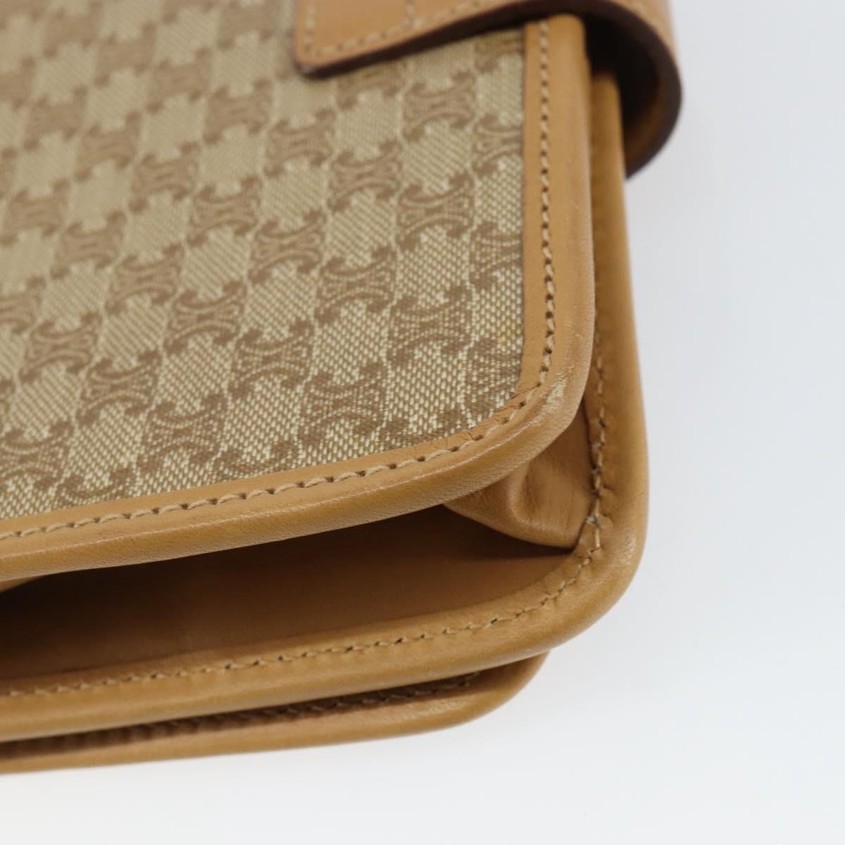 CELINE Macadam Canvas Shoulder Bag PVC Beige Gold Auth ep11127