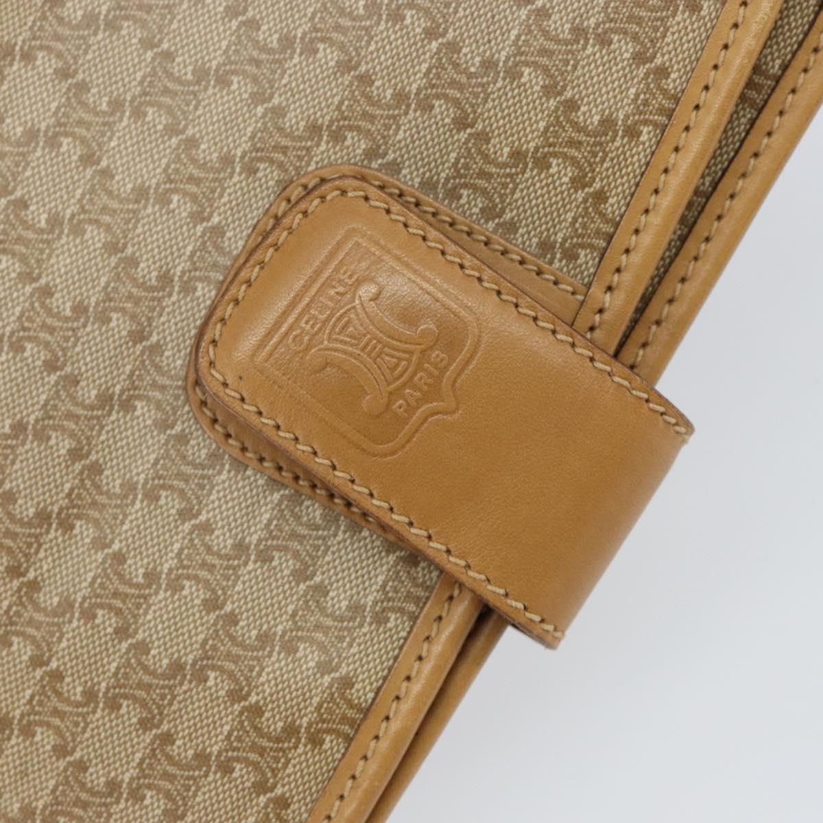 CELINE Macadam Canvas Shoulder Bag PVC Beige Gold Auth ep11127