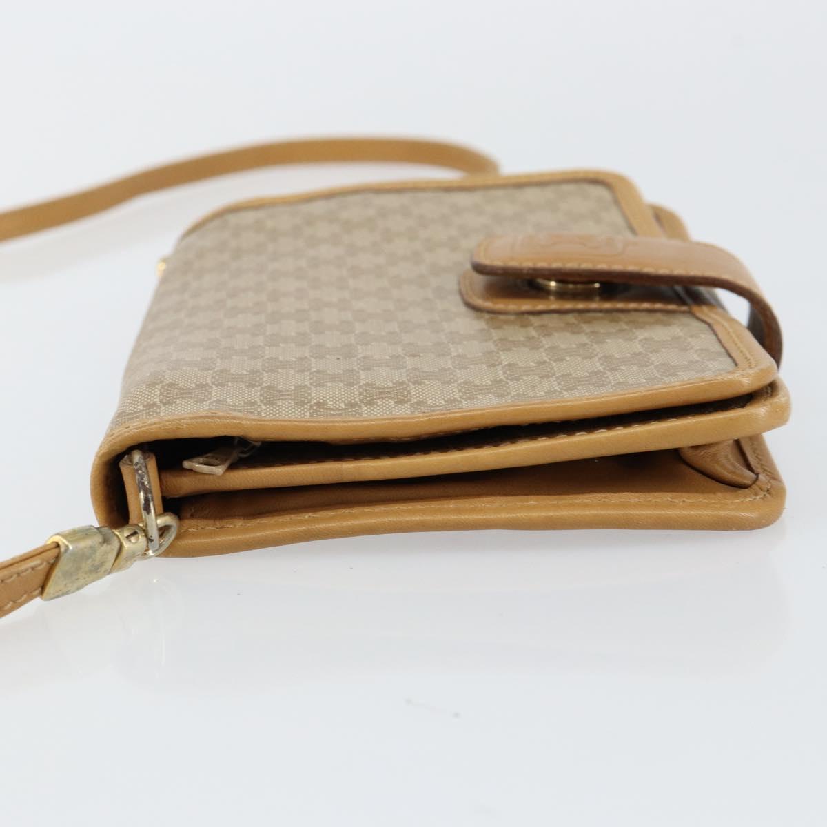 CELINE Macadam Canvas Shoulder Bag PVC Beige Gold Auth ep11127
