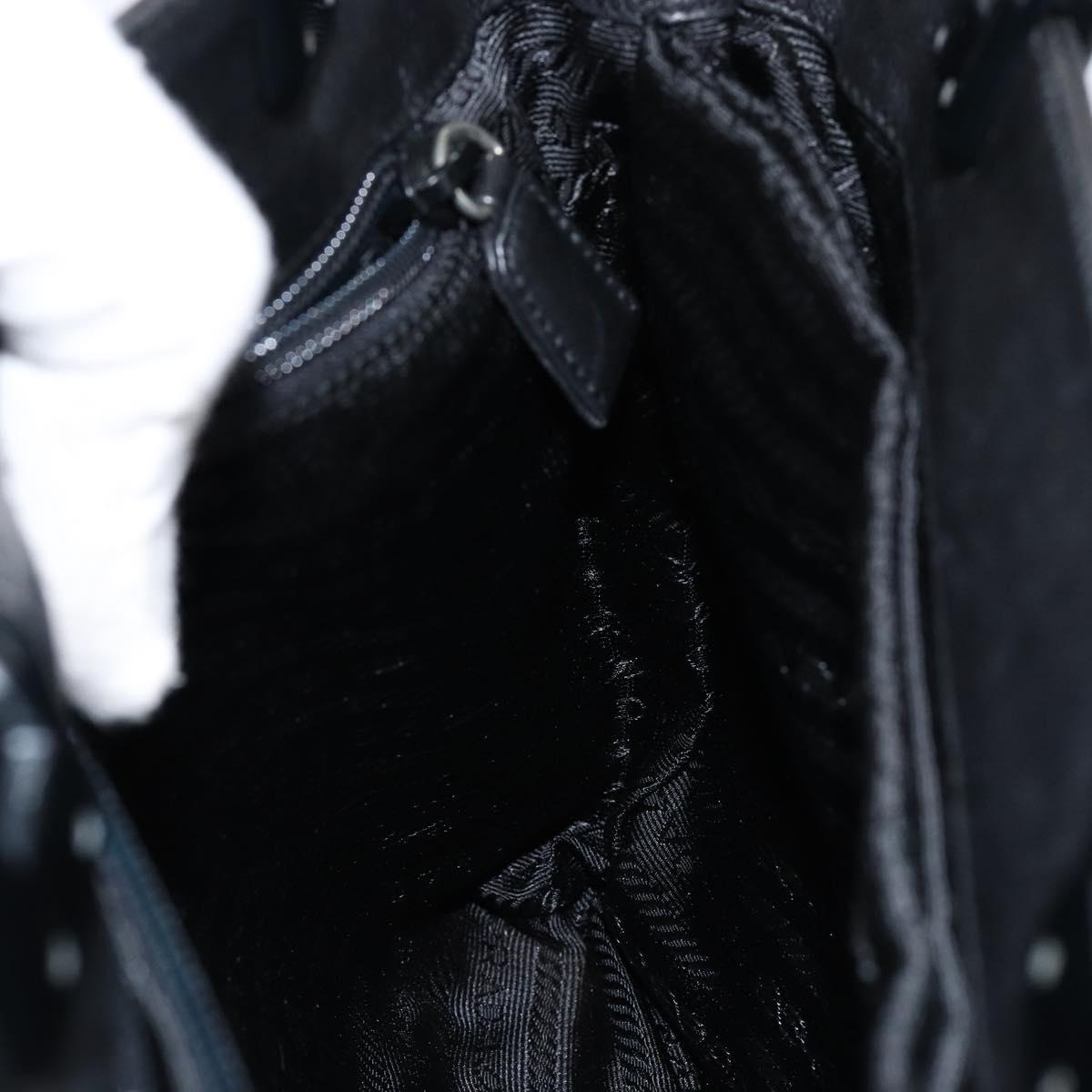 PRADA Hand Bag Leather Black Auth ep11128