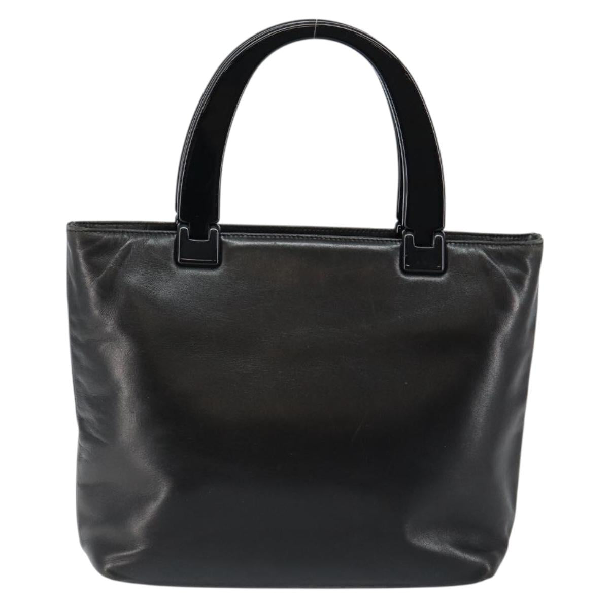 PRADA Hand Bag Leather Black Auth ep11128