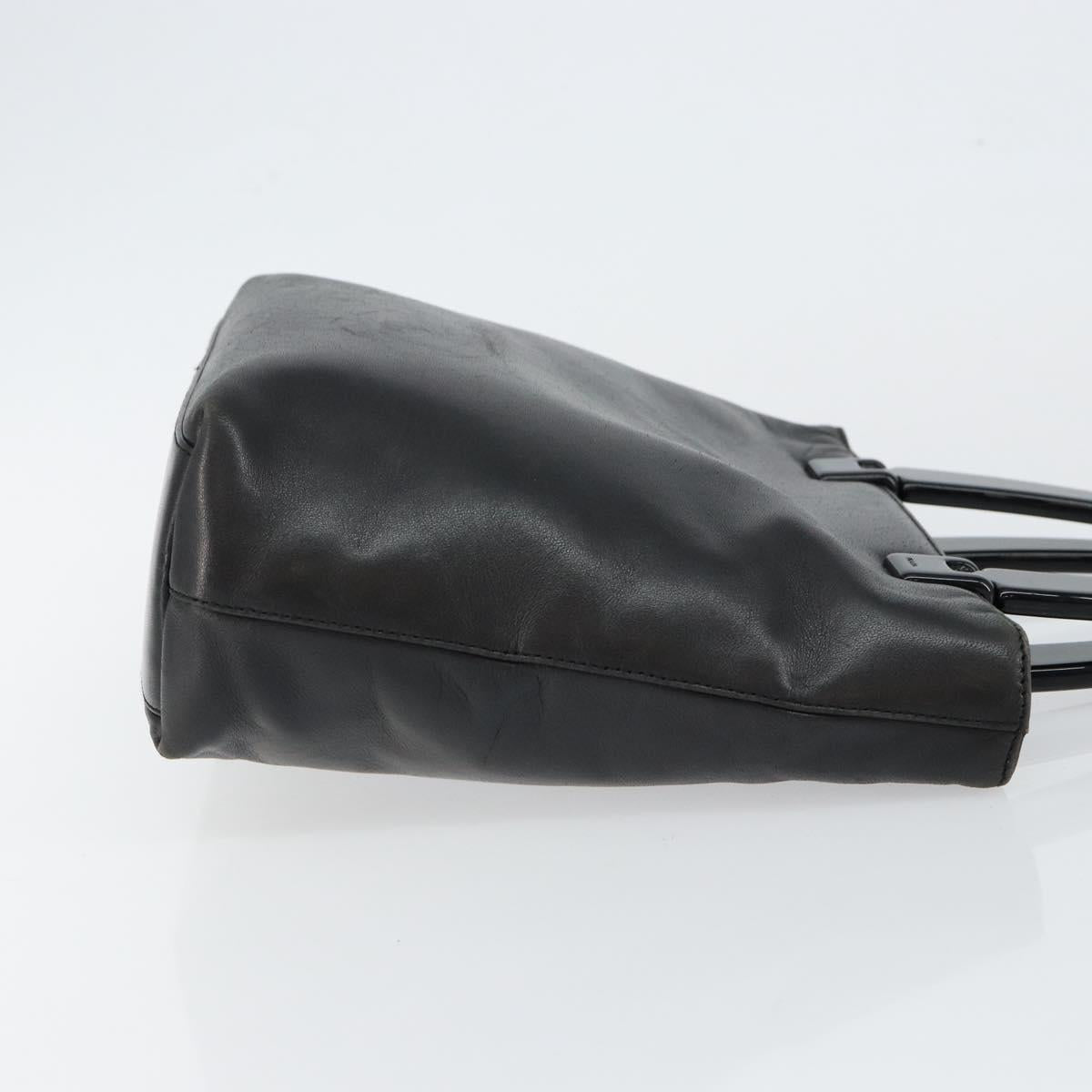 PRADA Hand Bag Leather Black Auth ep11128