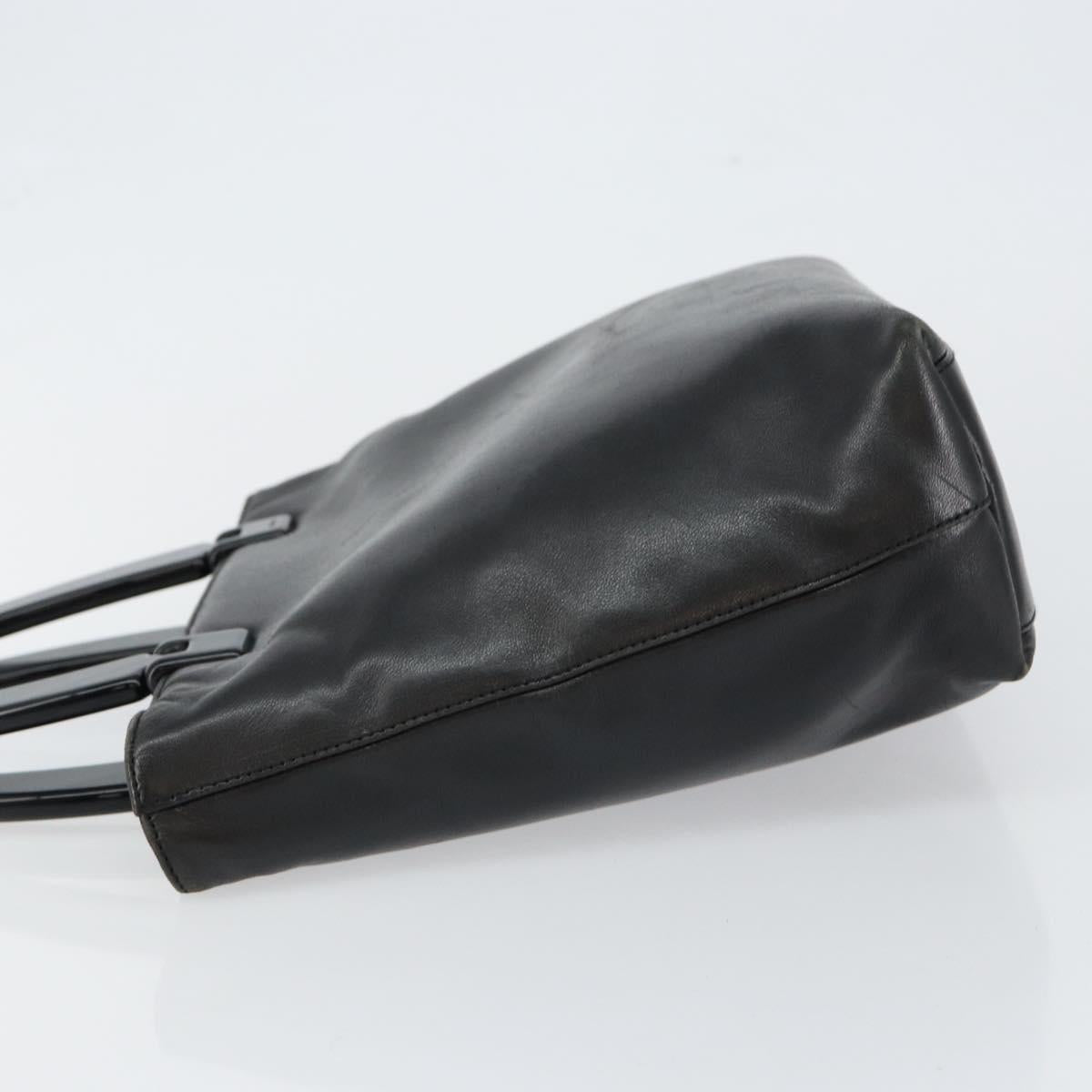 PRADA Hand Bag Leather Black Auth ep11128