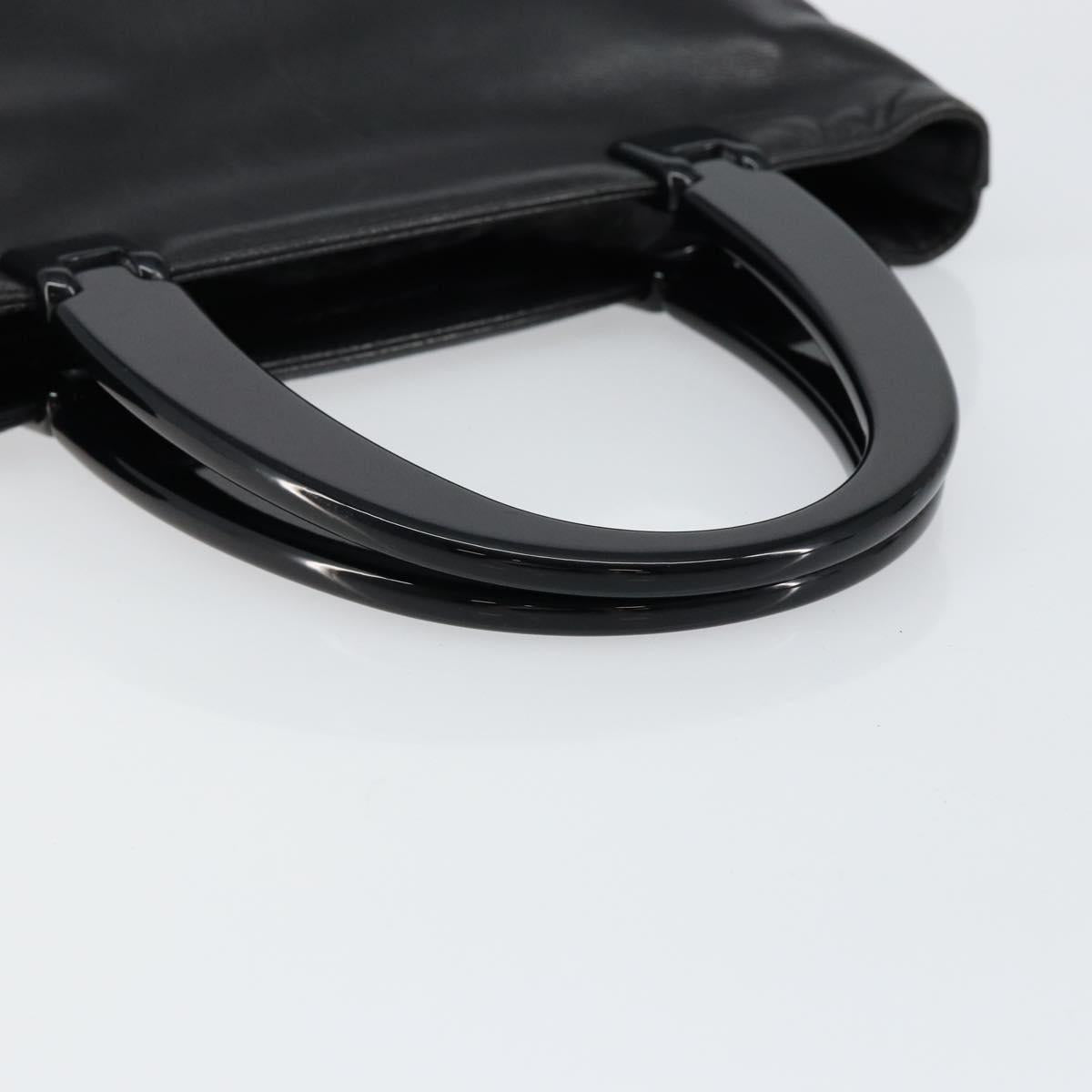 PRADA Hand Bag Leather Black Auth ep11128