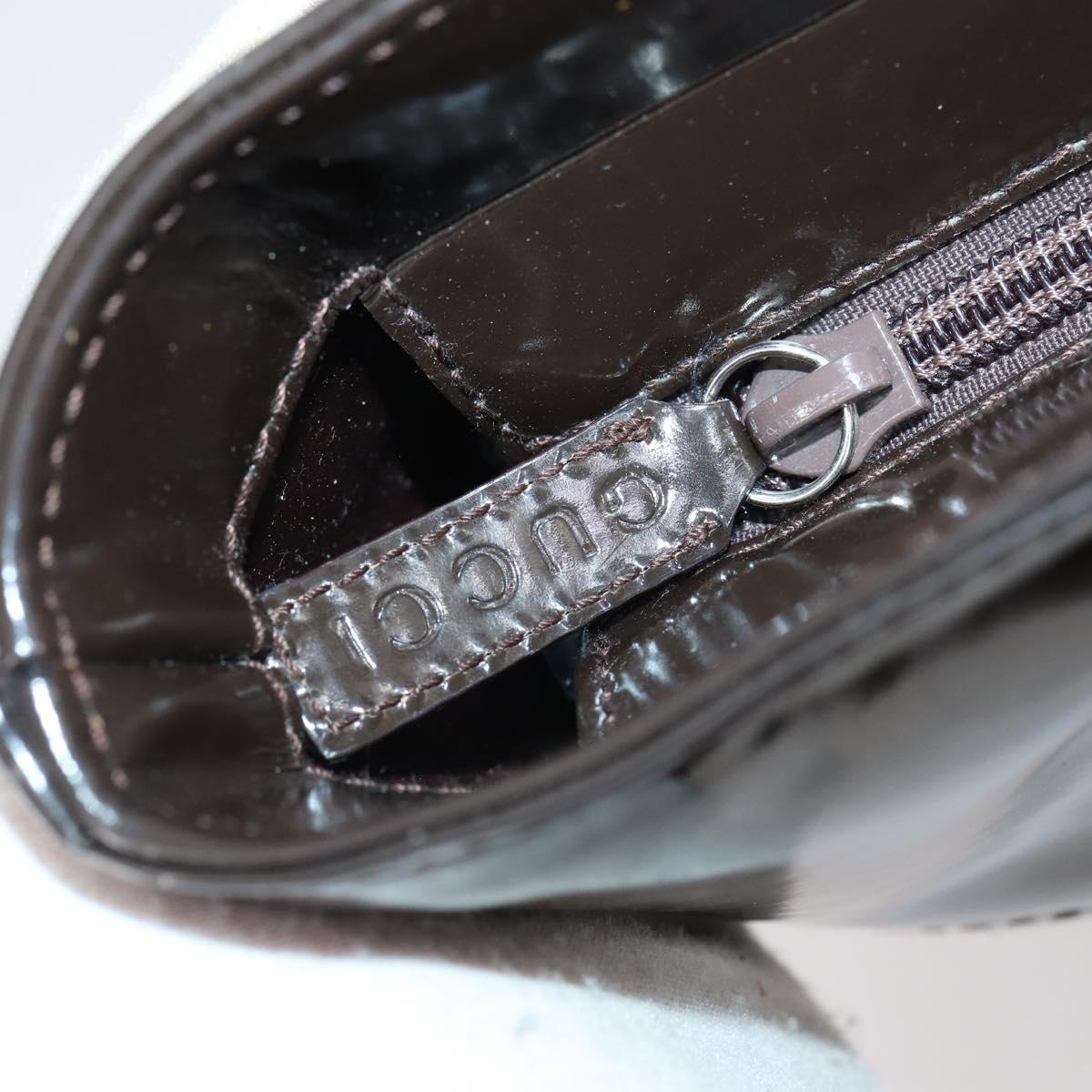 GUCCI Hand Bag Patent leather 2way Brown Auth ep11132