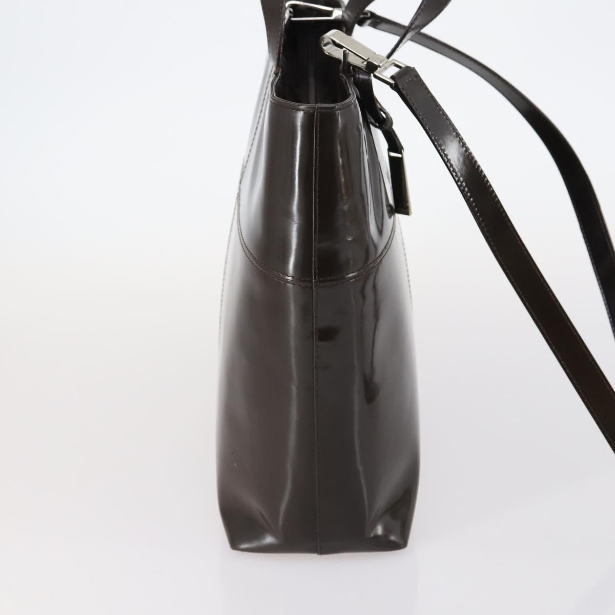 GUCCI Hand Bag Patent leather 2way Brown Auth ep11132