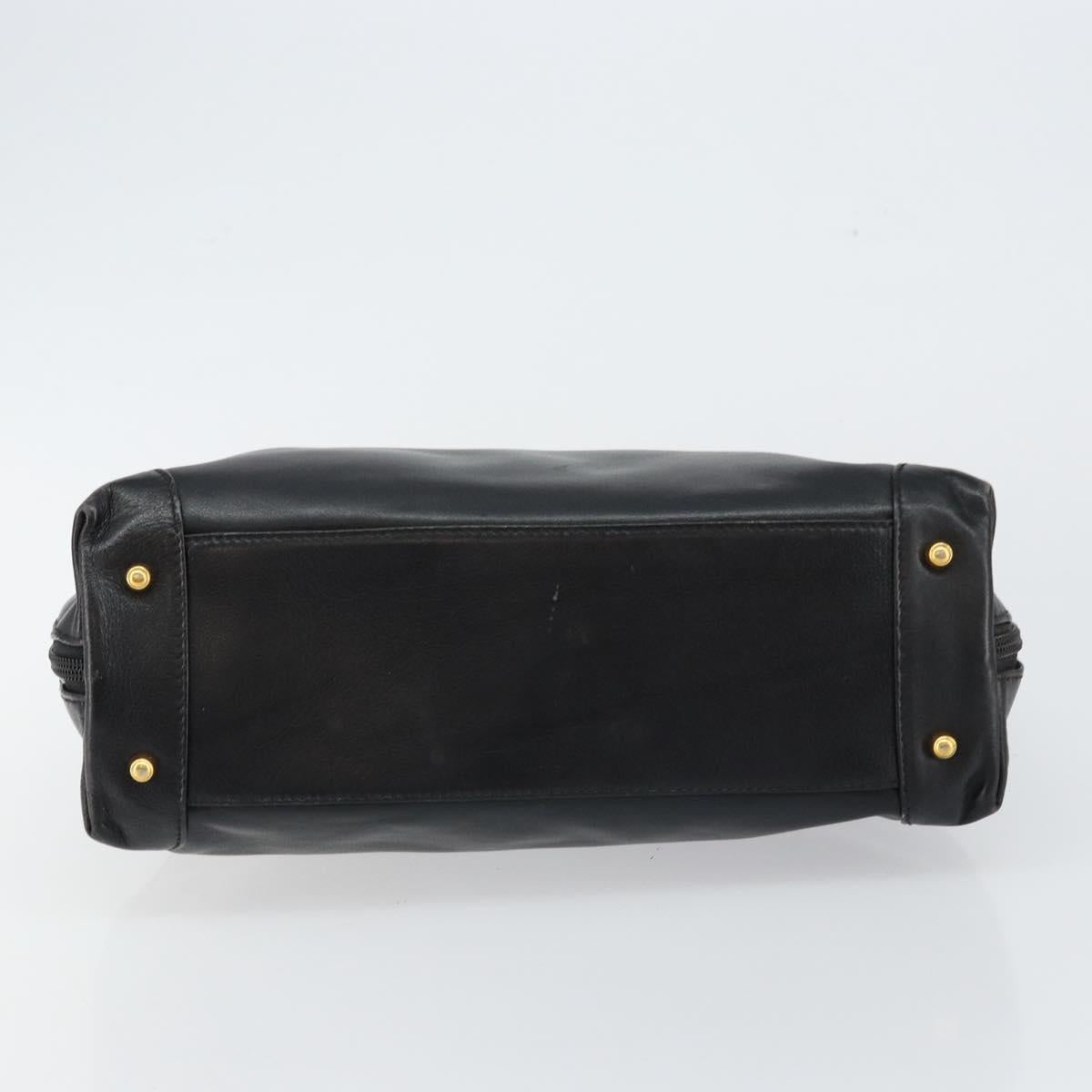 GUCCI Bamboo Hand Bag Leather Black Auth ep11133