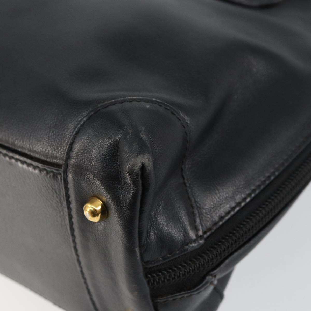 GUCCI Bamboo Hand Bag Leather Black Auth ep11133