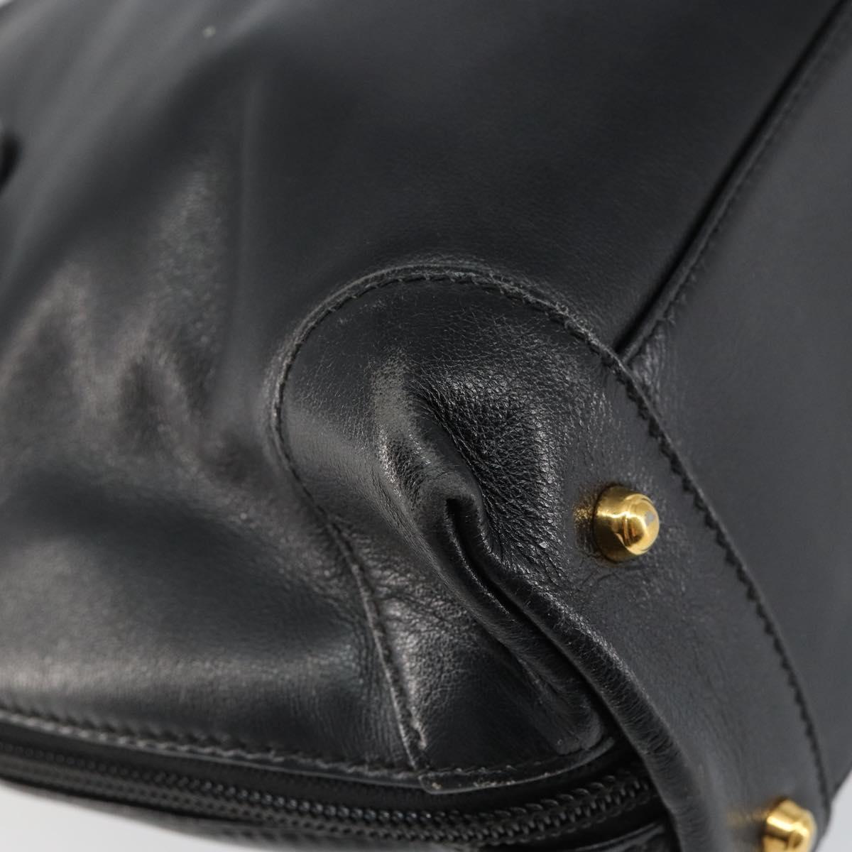 GUCCI Bamboo Hand Bag Leather Black Auth ep11133