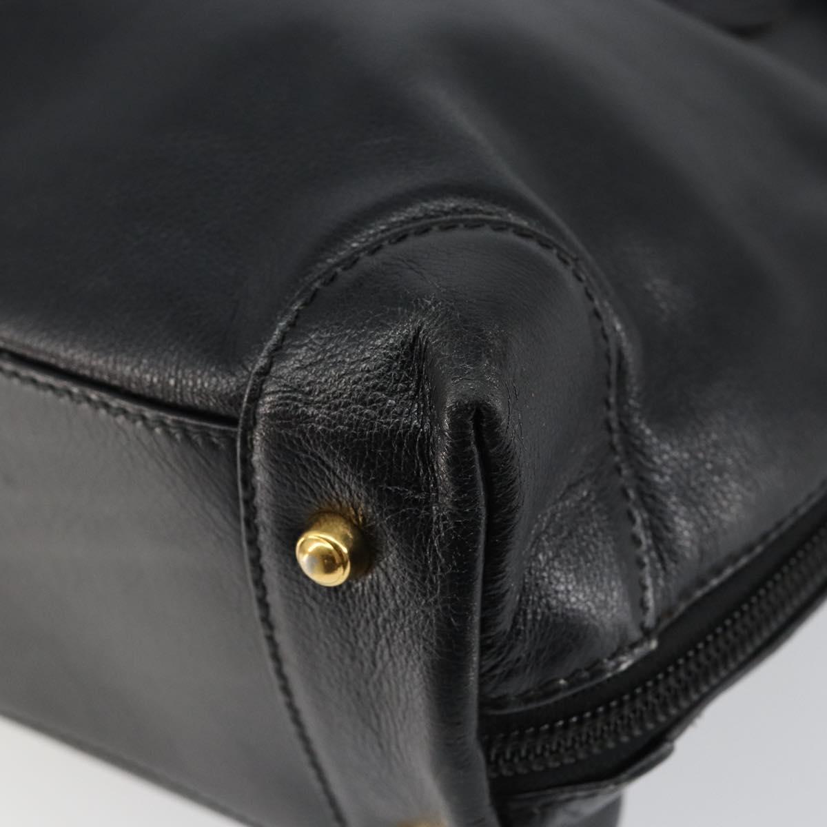 GUCCI Bamboo Hand Bag Leather Black Auth ep11133