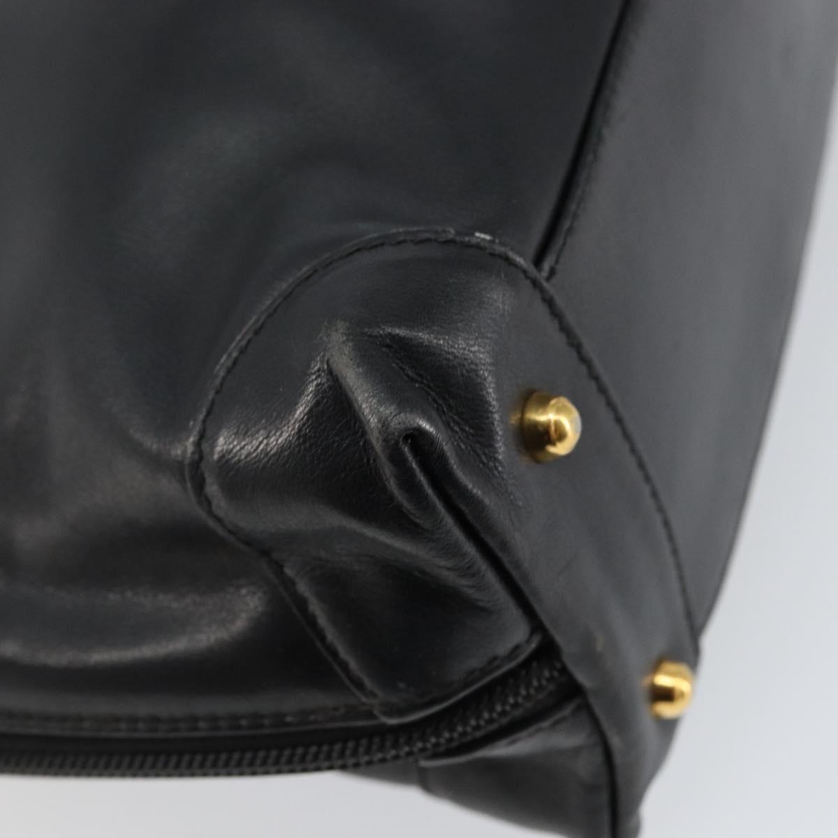 GUCCI Bamboo Hand Bag Leather Black Auth ep11133