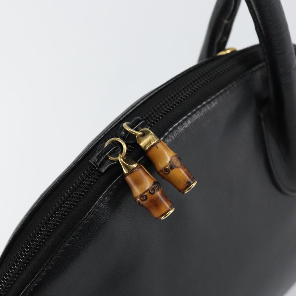 GUCCI Bamboo Hand Bag Leather Black Auth ep11133